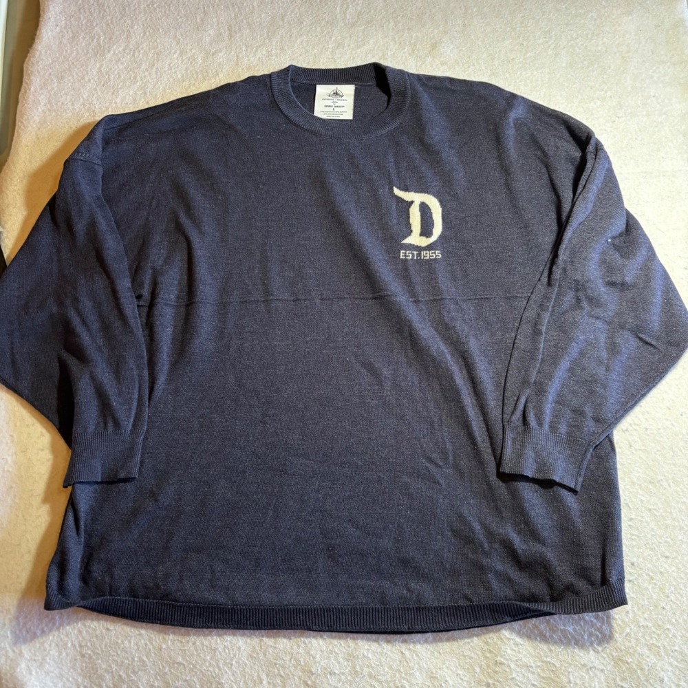 Disney Parks Spirit Jersey Knit Sweater Mens Large Blue Disneyland Resort Wool - Picture 1 of 7